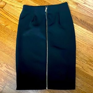 Black Stretchy Pencil Skirt with Full Exposed Back Zipper